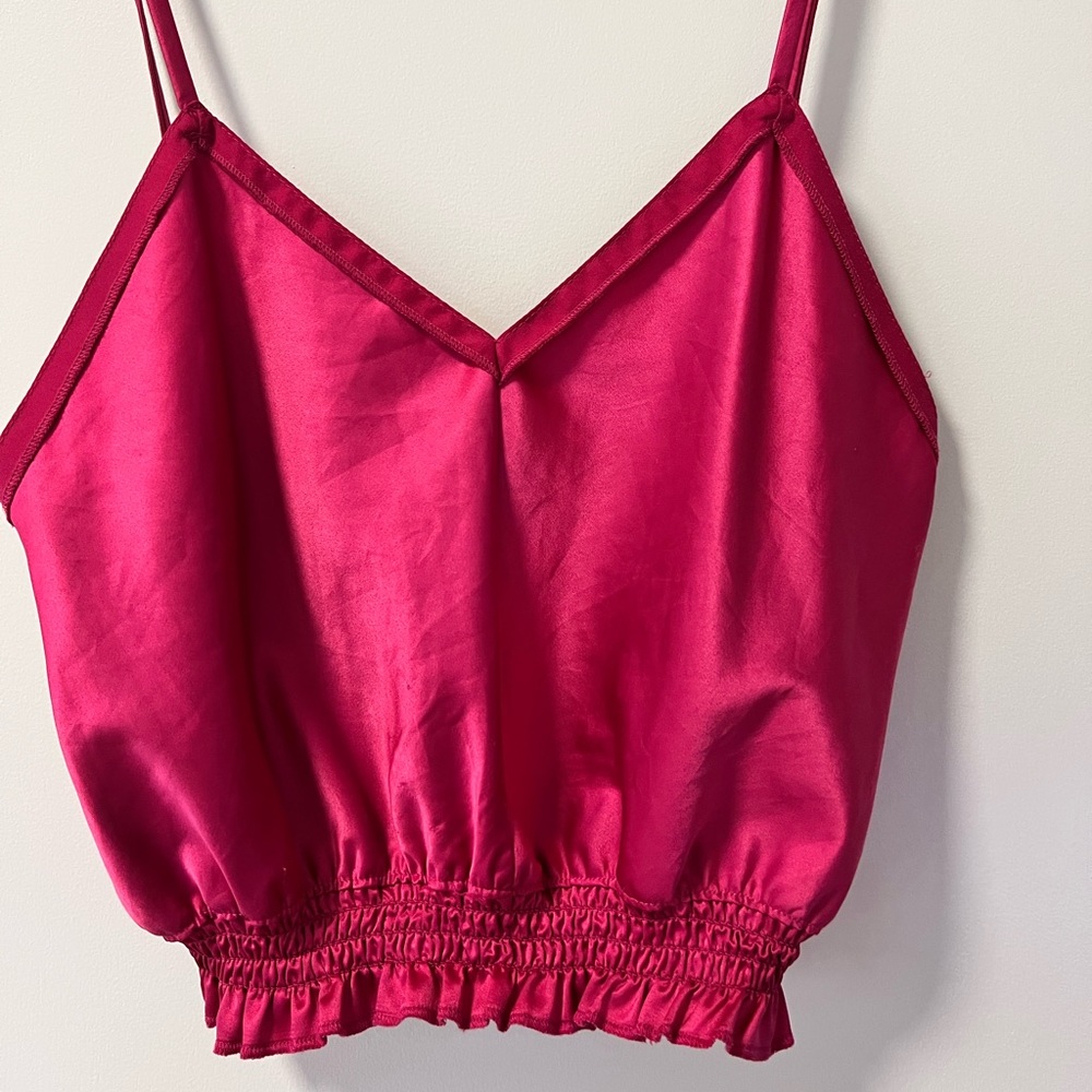 Zara Bright Pink Silk Crop Top